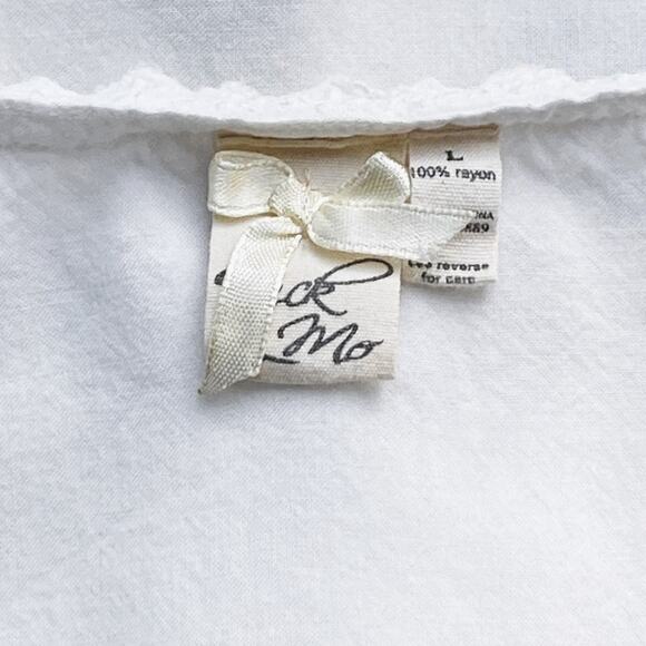 NICK & MO Bohemian White Cotton Embroidered Boho Summer Dress ~ Women's LARGE - Picture 8 of 10